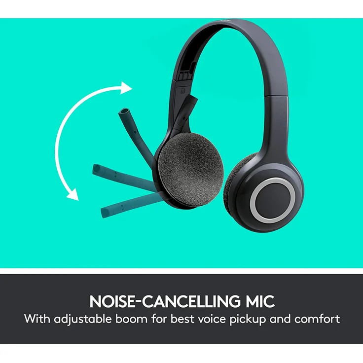 Logitech H600 Kabellose Kopfhörer mit Mikrofon, Stereo-Headset, rotierendes Mikrofon mit Rauschunterdrückung, Wireless USB-Empfänger, 10 m Reichweite, lange Batterielaufzeit, geeignet für PC/Mac/Laptop, Headset, schwarz (981-000342) – Bild 8