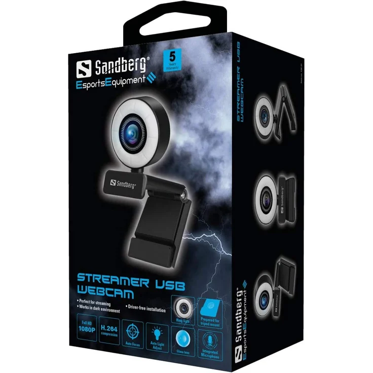 Sandberg Streamer USB Webcam - Web-Kamera - Farbe - 2 MP - 1920 x 1080 - 1080p - Audio - USB 2.0 - H.264 – Bild 4