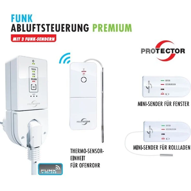 PROTECTOR AS 7040 Funk Abluftsteuerung PREMIUM mit 3 Funk-Sendern und mit DIB...