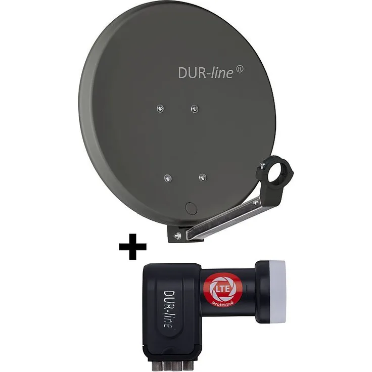 DUR-line DSA 40 Satellitenschüssel anthrazit mit Quad LNB