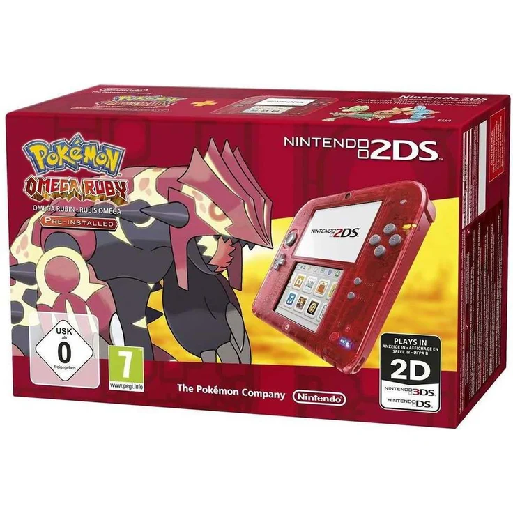 Nintendo 2DS Transparent Rot 256MB & 4GB Speicherkarte Bundle inkl. Pokémon Omega Rubin – Bild 1