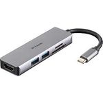 D-Link DUB-M530 USB Typ C Hub 5 in 1 USB C Adapter mit HDMI 4K und 1080p 2 USB 3.0-USB2.0 Ports SD-Kartenleser SDHC SDXC