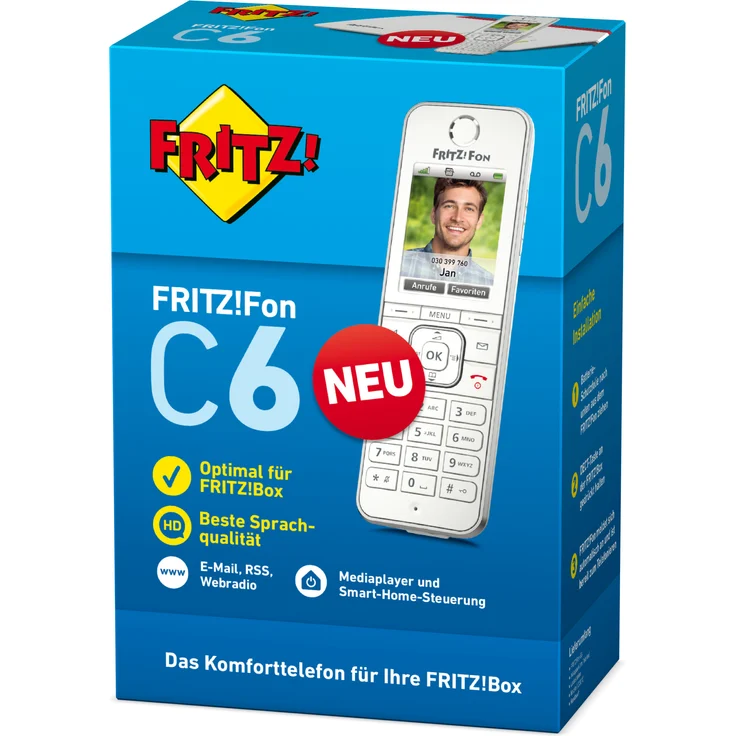 AVM FRITZ!Fon C6 DECT-Komforttelefon (hochwertiges Farbdisplay, HD-Telefonie, Internet-/Komfortdienste, Steuerung FRITZ!Box-Funktionen), VoIP-Telefon, weiß – Bild 14