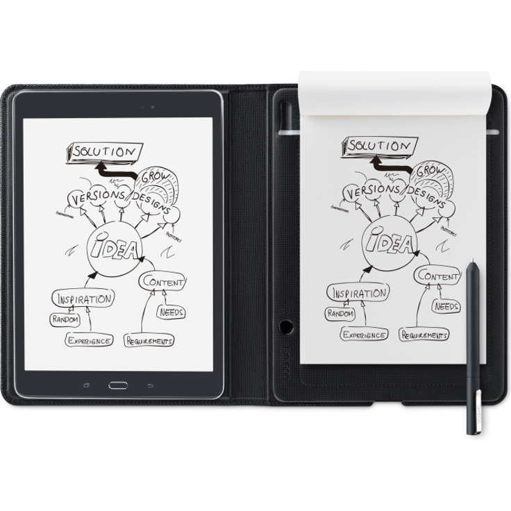 Wacom Bamboo Folio Smartpad A5, Kleines Portfolio Notepad (mit Digitalisierungs-Funktion inkl. Eingabestift mit Kugelschreibermine, geeignet für Android & Apple) – Bild 2