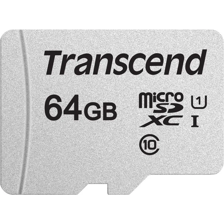 Transcend Highspeed 64GB  micro SDXC-SDHC Speicherkarte (für Smartphones, etc. und Digitalkameras) - 4K, Class 10, UHS-I, A1 TS64GUSD300S