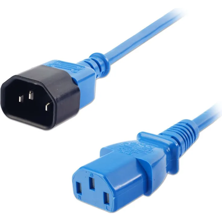 Lindy - Spannungsversorgungs-Verlängerungskabel - IEC 60320 C14 bis IEC 60320 C13 - 2 m - geformt - Blau