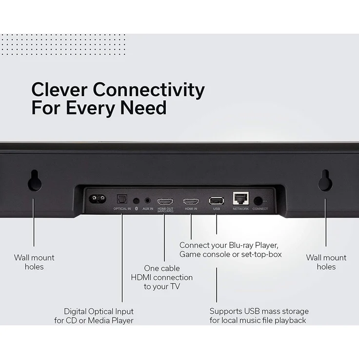 Denon Home 550 2.0 Soundbar ohne Subwoofer, Dolby Atmos, Amazon Alexa, kabellos/kabelgebunden, geeignet für TV, schwarz  – Bild 6