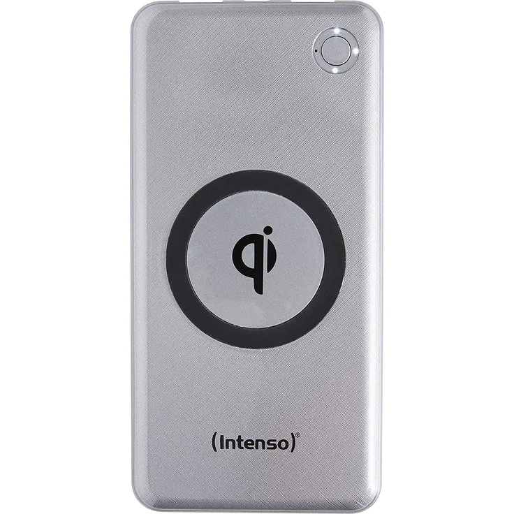 Intenso Powerbank WPD10000, externes Ladegerät mit Wireless Charging, Power Delivery und Quick Charge, 10000 mAh, geeignet für Qi-fähige Smartphones/Tablet PCs, silber – Bild 1