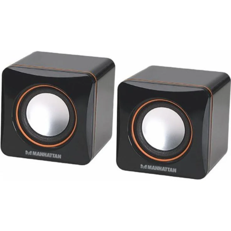Manhattan USB Stereo Lautsprechersystem schwarz-orange – Bild 1