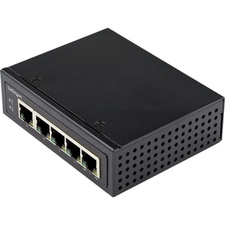 STARTECH.COM Industrial 6 Port Gigabit Ethernet Switch 4 RJ45 +2 SFP Slots 30W PoE+ 10-100-1000Mbit-s -40C bis +75C Hutschiene