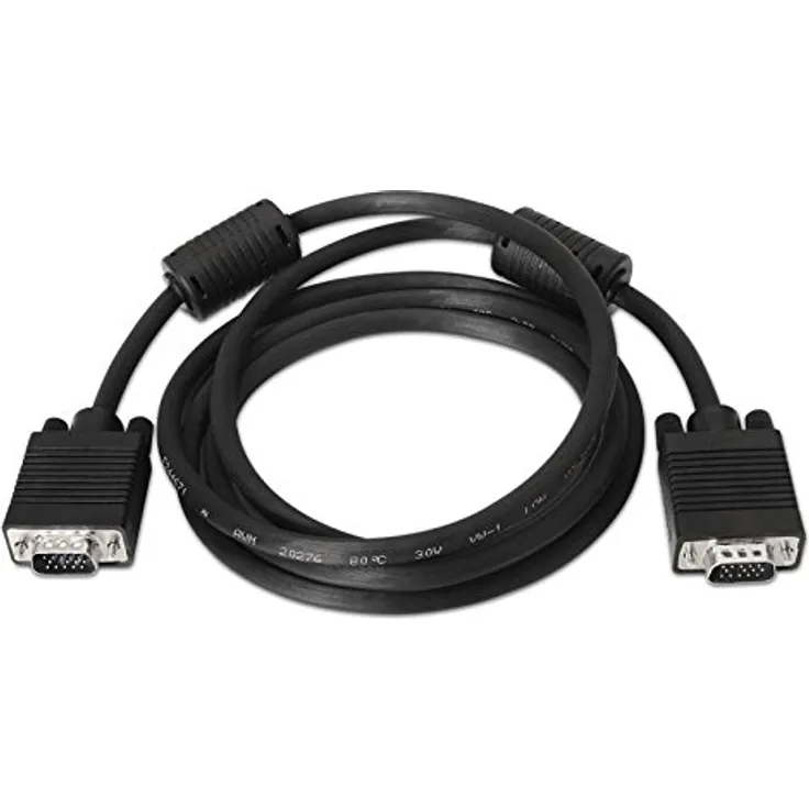 Nanocable 10.15.0102 - SVGA Kabel mit hochwertigem Ferrit für Monitor, Projektor und PC, HDB15-M-HDB15-M, schwarz, 2.0 mts