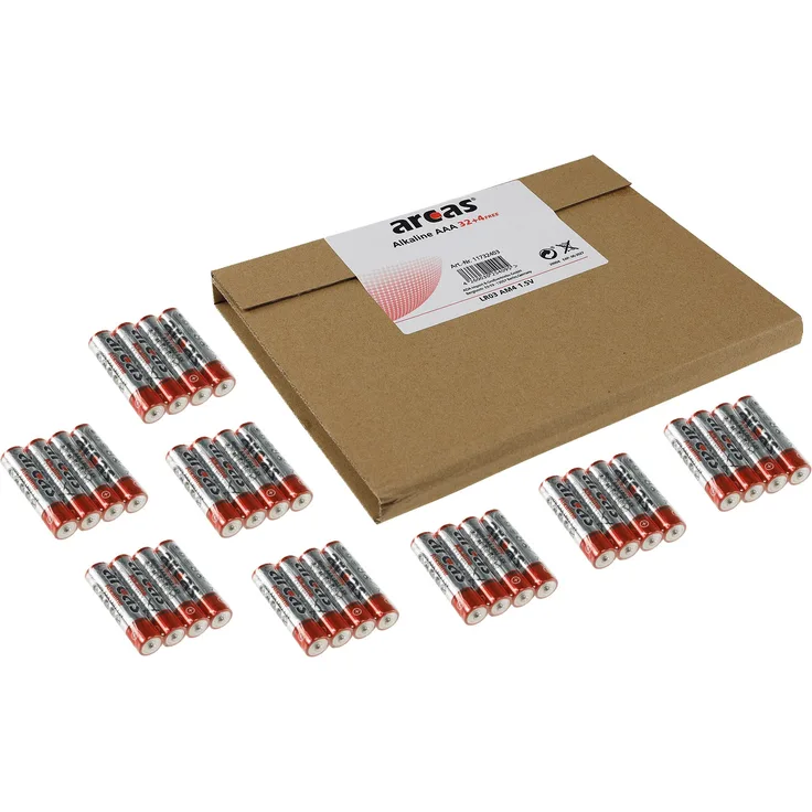 Micro-Batterien ARCAS Alkaline Typ AAA-LR03, 1,5V, 36er Flat-Pack