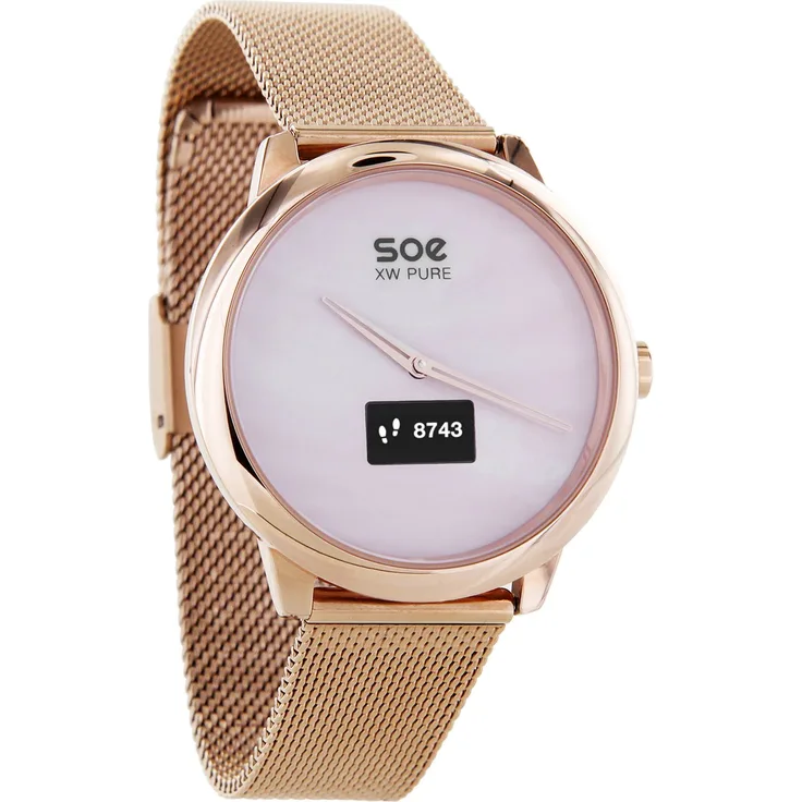 xlyne Soe XW Pure Classic Hybrid-Smartwatch Damen, 40mm, Edelstahlgehäuse, Roségold/Gold