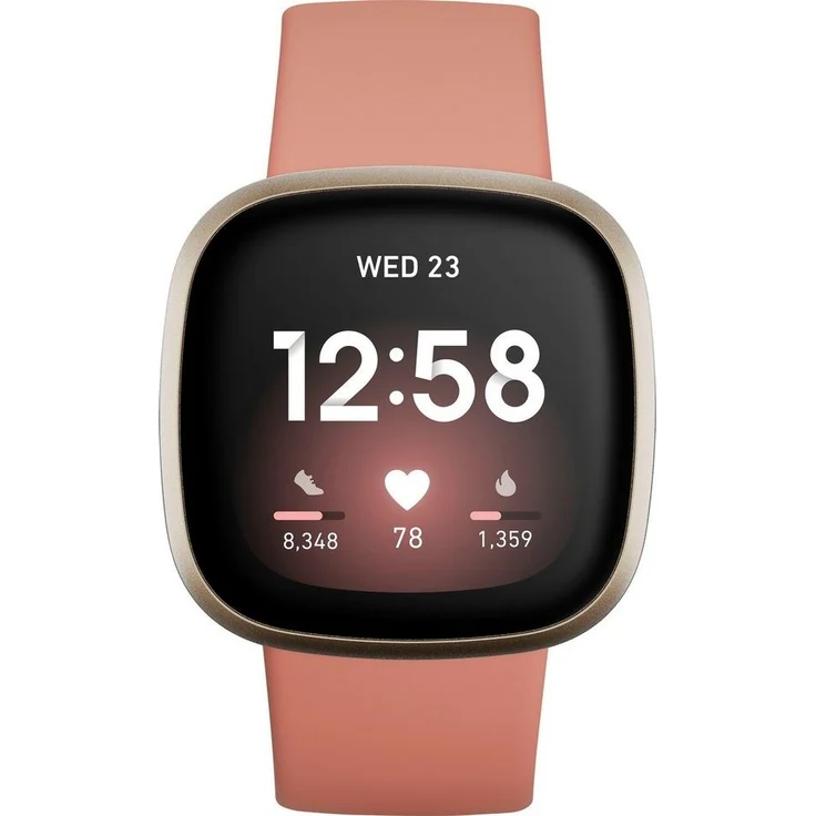 Fitbit Versa 3 Smartwatch GPS, Damen, S/L, Aluminiumgehäuse, Softgold/Altrosa – Bild 2