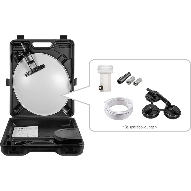 Megasat Camping Koffer Traveller Kit mobile Sat Anlage LNB 3-fach Saugfuß