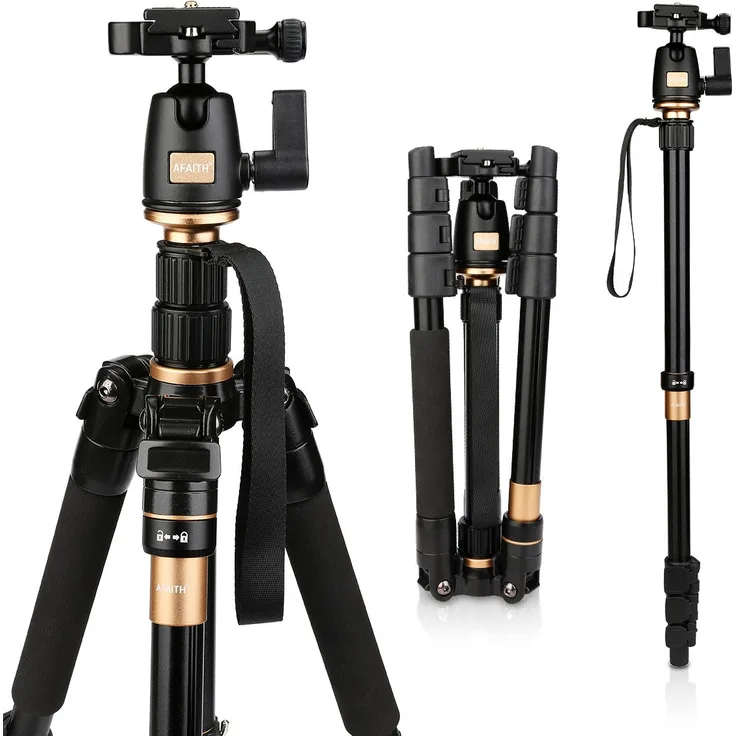 AFAITH Professional Stativ Tragbare Magnesium-Aluminiumlegierung Stativ Monopod & Kugelkopf SLR-Kamera SLR Kamera Canon Nikon Pentax Sony Tripod Q-555 AF001