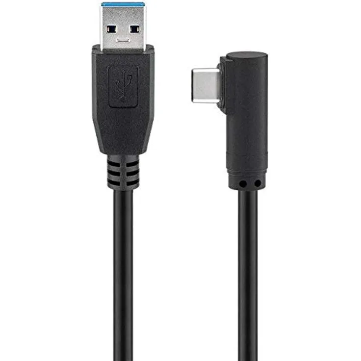 Goobay USB-C auf USB A 3.0 Kabel 90°, schwarz, 3 m - USB 3.0-Stecker (Typ A) > USB-C-Stecker (66504)