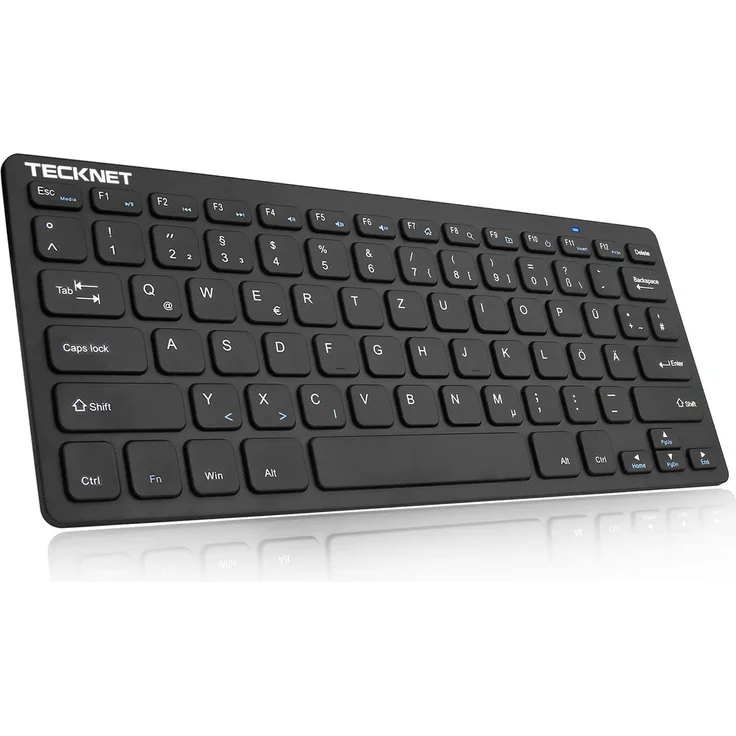 TeckNet X315 Ultra Slim Kabellose Mini Tastatur (QWERTZ, 2.4 GHz, 84 Tasten) Schwarz