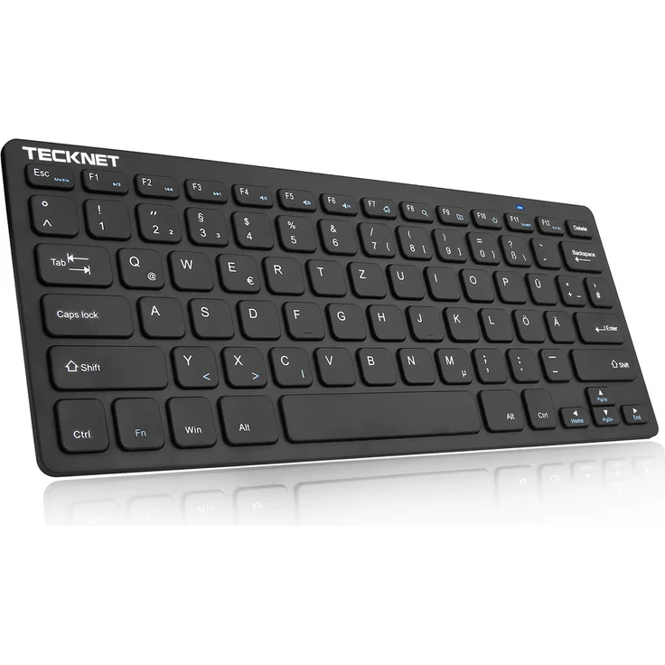 TeckNet X315 Ultra Slim Kabellose Mini Tastatur (QWERTZ, 2.4 GHz, 84 Tasten) Schwarz – Bild 1