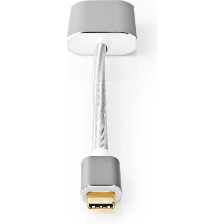 Nedis USB-Adapter | USB 3.2 Gen 1 | USB-Typ-C Stecker | DisplayPort Buchse | 5 Gbps | 0.20 m | rund | Vergoldet | Geflochten - Nylon | Silber | Verpackung mit Sichtfenster