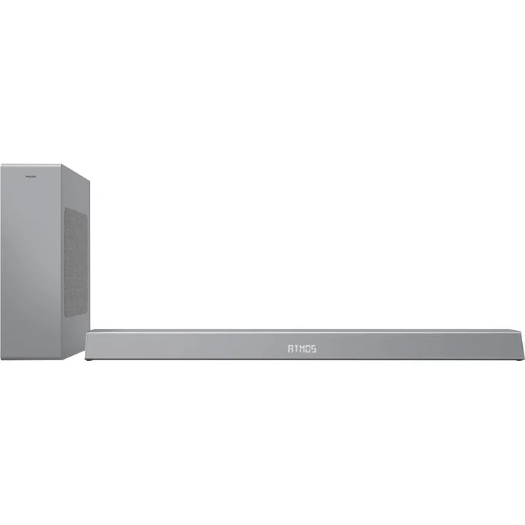Philips B8505 2.1 Soundbar mit Subwoofer, Dolby Atmos, Google Assistant, Amazon Alexa, kabellos, geeignet für TV, silber – Bild 1