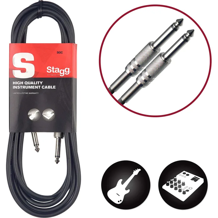 Audio- Instrumentenkabel 6 Meter - Klinke - Klinke