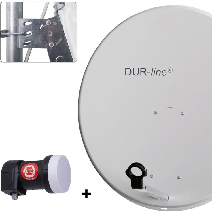 DUR-line MDA 80 Satellitenschüssel hellgrau + Single LNB – Bild 1