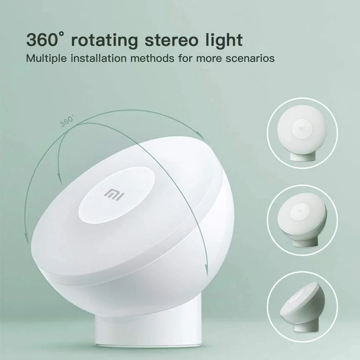 Xiaomi Mi Motion-Activated Night Light 2, Nachtlicht mit Bewegungssensor, Bewegungserkennung von 6 m Entfernung + 120° Erfassungsbereich, Warmweiß 2800 K, einstellbare Helligkeit, 360° drehbarer Kopf (MJYD02YL) – Bild 4