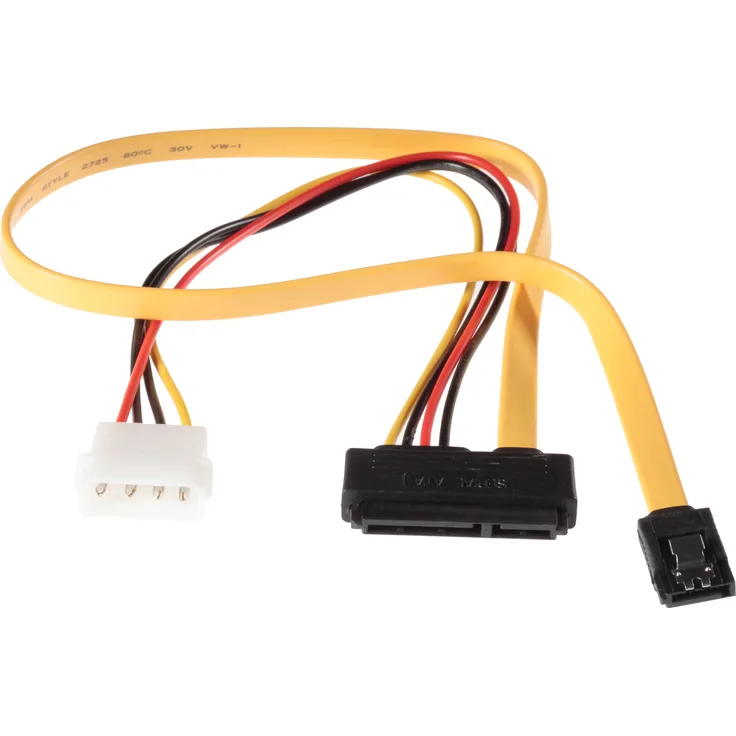 Poppstar 1x Sata 3 HDD SSD Dualkabel (bis zu 6 GBit/s), Y-Kabel Stromadapter - Datenkabel (50cm) und Stromkabel (30cm), gelb