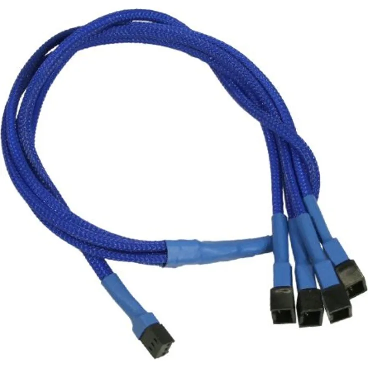 Nanoxia 900200005 3-Pin Molex -> 4 x 3-Pin Adapterkabel, 60 cm, Blauer Sleeve