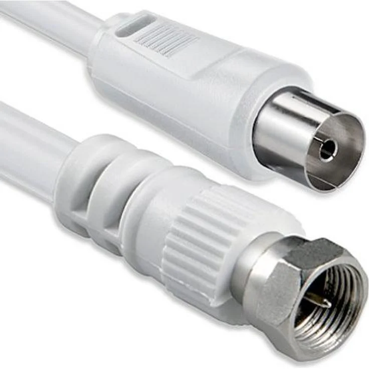1aTTack Koaxial/SAT Anschluss-Kabel (F-Stecker auf Koaxialkupplung, 5m) weiß – Bild 1