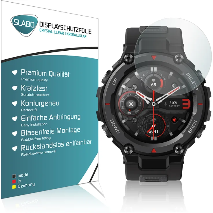 4x Slabo Displayschutzfolie für Amazfit T-Rex | Amazfit T-Rex Pro KLAR Crystal Clear (verkleinerte Folien) Displayfolie Schutzfolie Folie