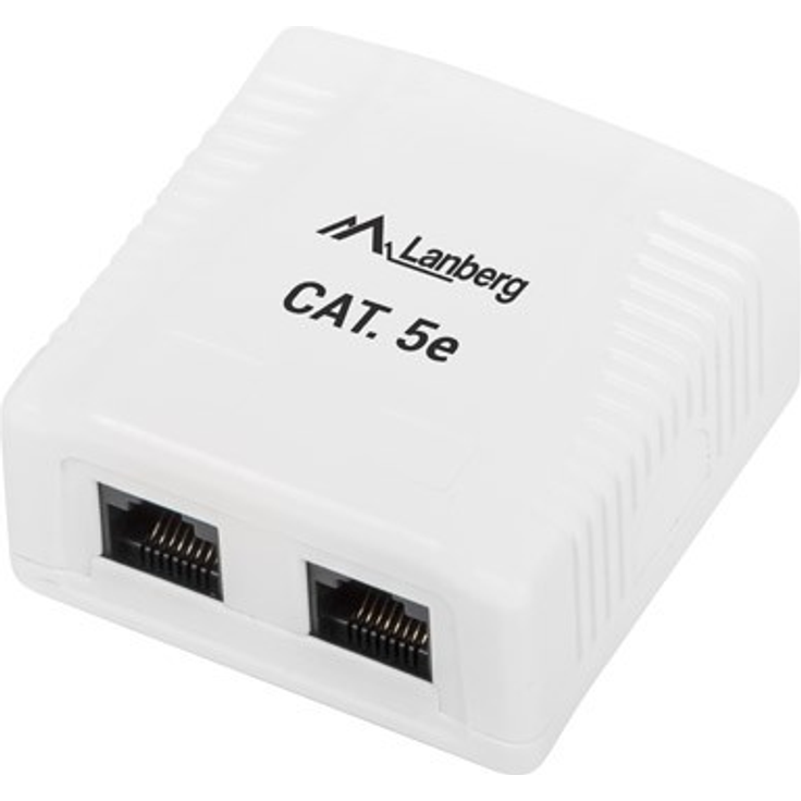 LANBERG Surface mount box 2x RJ45 Cat.5E white (OU5-0002-W)