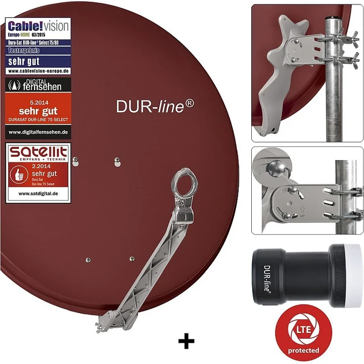 DUR-line Select 75/80cm Komplettanlage ziegelrot + Single LNB – Bild 1