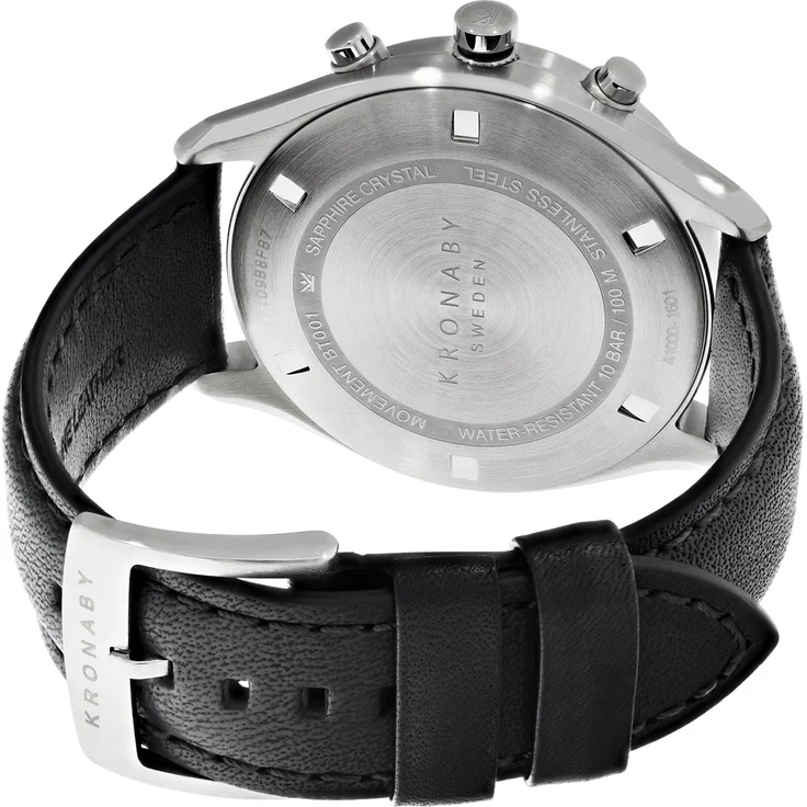 KRONABY Sekel Connected Watch A1000-0718 Hybrid-Smartwatch Unisex, 43mm, Edelstahlgehäuse, Schwarz/Silber – Bild 3