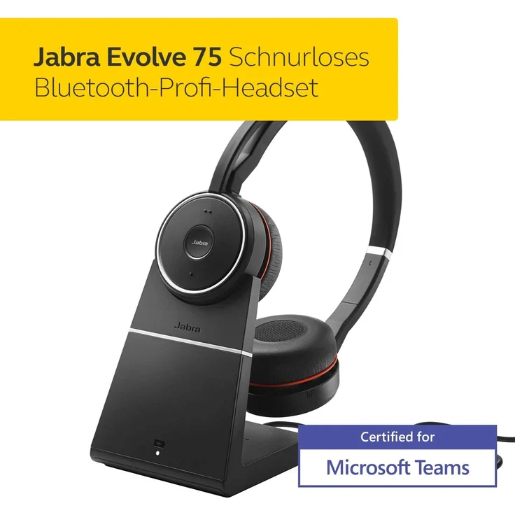 Jabra Evolve 75 MS Wireless Stereo On-Ear Headset, schwarz – Bild 4