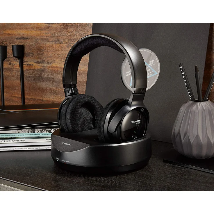 Thomson Funkkopfhörer WHP3001BK mit Ladestation Over-Ear-Kopfhörer, schwarz – Bild 7
