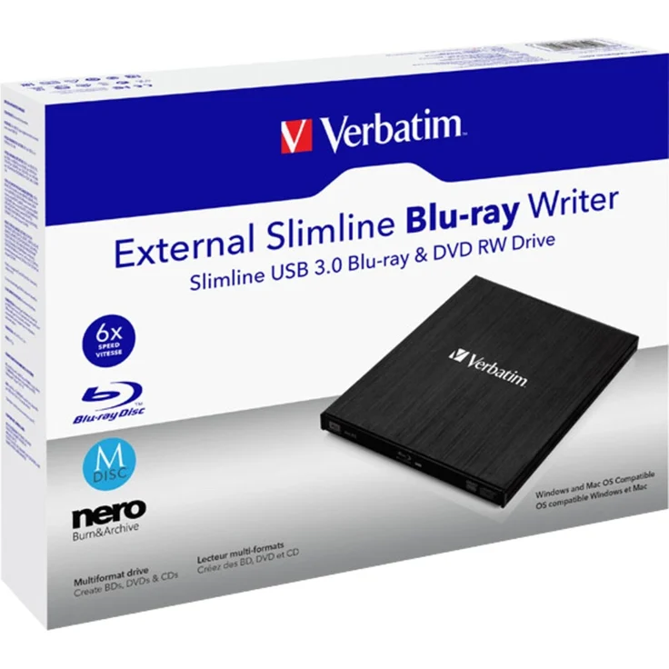 Verbatim External Slimline USB 3.0 Blu-ray und MDisc Brenner, externes Laufwerk, schnelle Datensicherung, mit Nero Burn & Archive – Bild 4