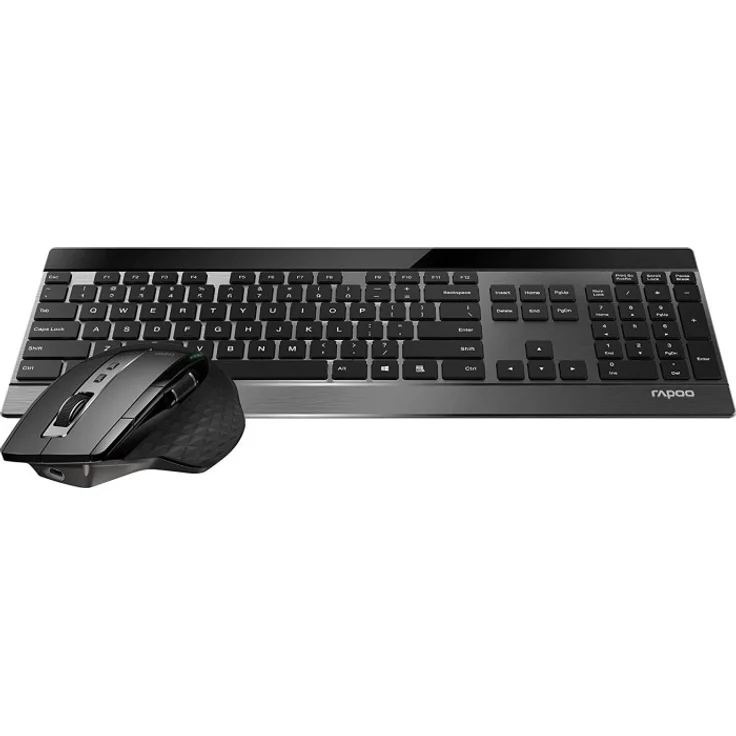 Rapoo 9900M - Tastatur-und-Maus-Set - kabellos - 2.4 GHz, Bluetooth 4.0, Bluetooth 3.0 - Deutsch QWERTZ - Schwarz (19347) – Bild 2