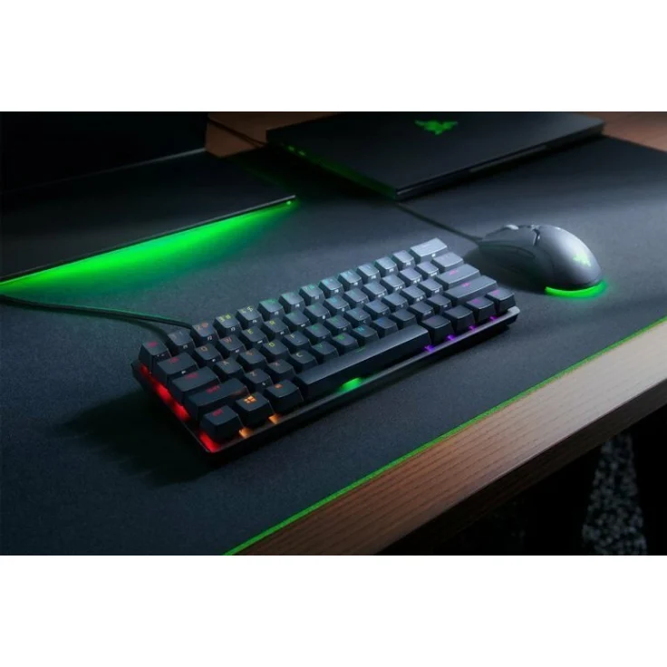 Razer Huntsman Mini - Tastatur - Hintergrundbeleuchtung - USB-C - QWERTZ - Deutsch - Razer Clicky Optical Purple - Schwarz (RZ03-03391700-R3G1) – Bild 2