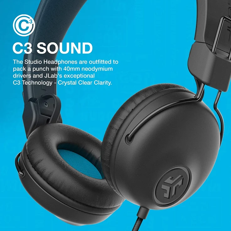 JLab Studio On-Ear-Kopfhörer schwarz – Bild 3