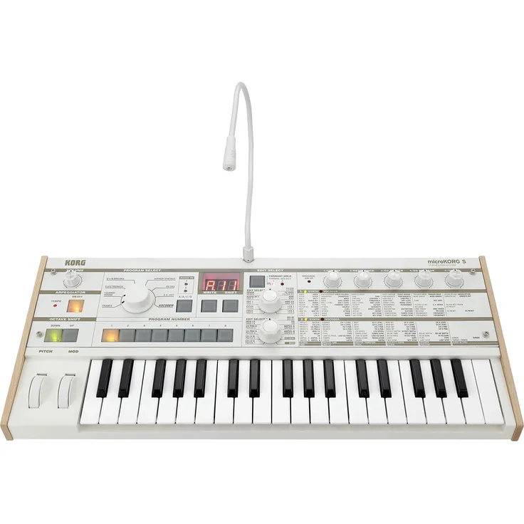 KORG microKORG S Synthesizer mit Vocoder, weiß, 37 Tasten, Analog Modelling Klangerzeugung, Midi Controller