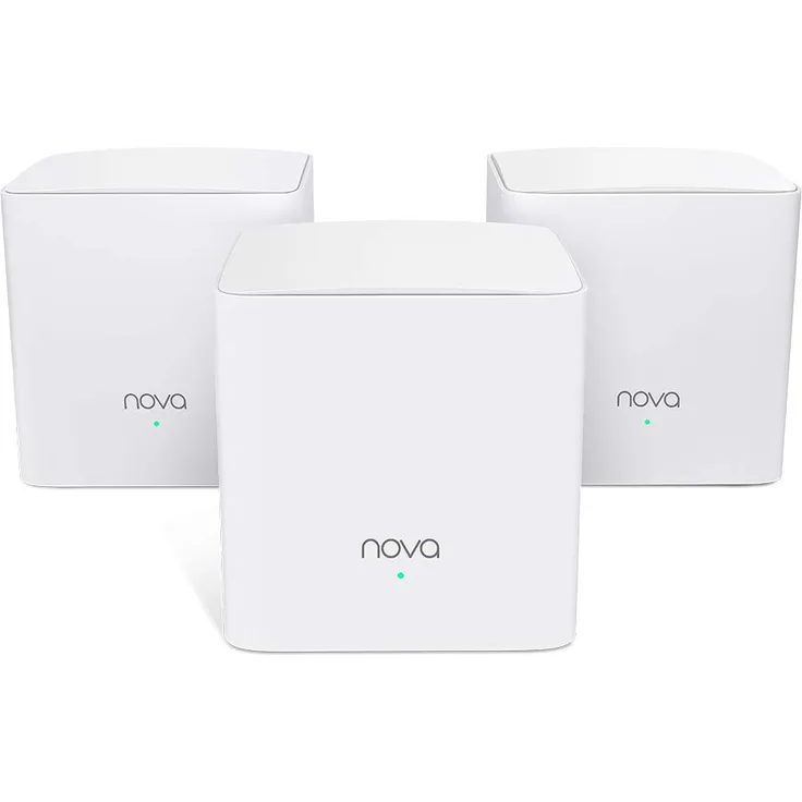 Tenda Nova MW5s (3er Pack) echtes Dual-Band Mesh WLAN (bis zu 300m², AC1200, Alexa, Gigabit LAN-- WAN, QoS, für Häuser, Büros, Wohnungen) Ersetzt Router, Powerline & Repeater