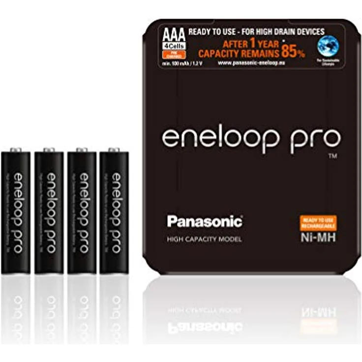 Panasonic eneloop pro, Ready-to-Use Ni-MH Akku, AAA Micro, 4er Pack, Verpackung als Storage Case verwendbar, min. 930 mAh, 500 Ladezyklen, starke Leistung, wiederaufladbare Akku Batterie