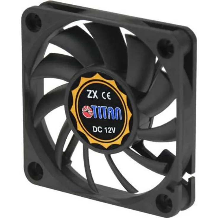 Titan Lüfter, 60 x 60 x 10 mm, mit Tachosignal, Flüssigkeits-Gleitlager 12 V DC, 15,3 mü/h, 3600 U/min, <26 dB(A) (TFD-6010L12Z)