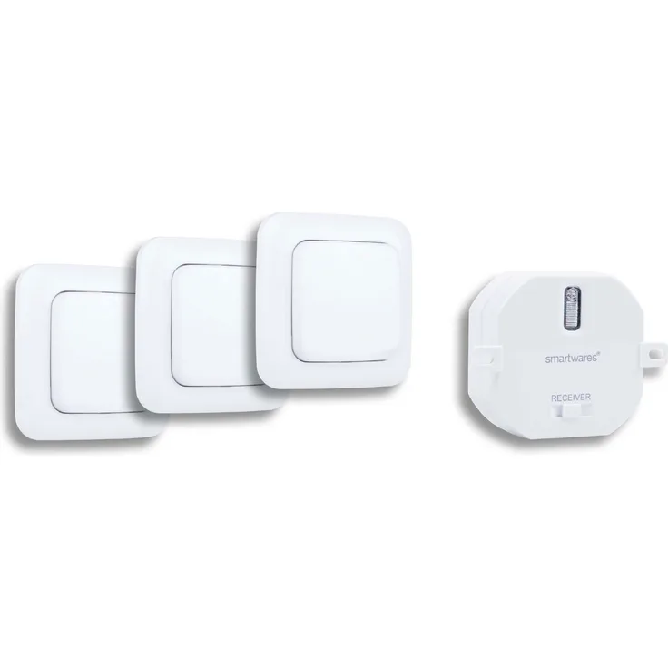 Smartwares 3 x fernbedienbare Funk-Wandschalter inkl. Empfänger, Drahtloser Lichtschalter