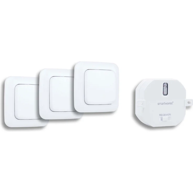 Smartwares 3 x fernbedienbare Funk-Wandschalter inkl. Empfänger, Drahtloser Lichtschalter – Bild 1