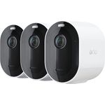 Arlo Pro 4 2K IP Überwachungskamera Aussen 3er Set, Kabellos, Licht, Farb-Nachtsicht, Bewegungsmelder, Sirene, kein Hub benötigt, weiß