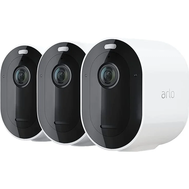 Arlo Pro 4 2K IP Überwachungskamera Aussen 3er Set, Kabellos, Licht, Farb-Nachtsicht, Bewegungsmelder, Sirene, kein Hub benötigt, weiß – Bild 1