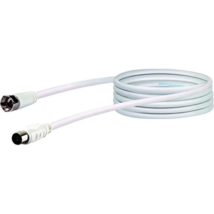 SCHWAIGER -KVCK173 532- SAT-Antennen-Adapterkabel- 3 m Anschlusskabel-konfektioniert- 75 dB- 2-Fach geschirmt-F-Stecker > IEC Buchse-weiß